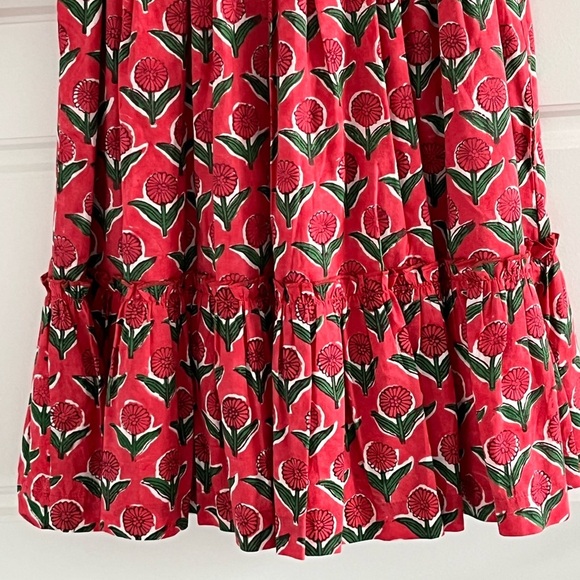 Mon Coco 100% Cotton Smocked Floral Mini dress  with Puffed Sleeves Extra Small - Picture 9 of 16